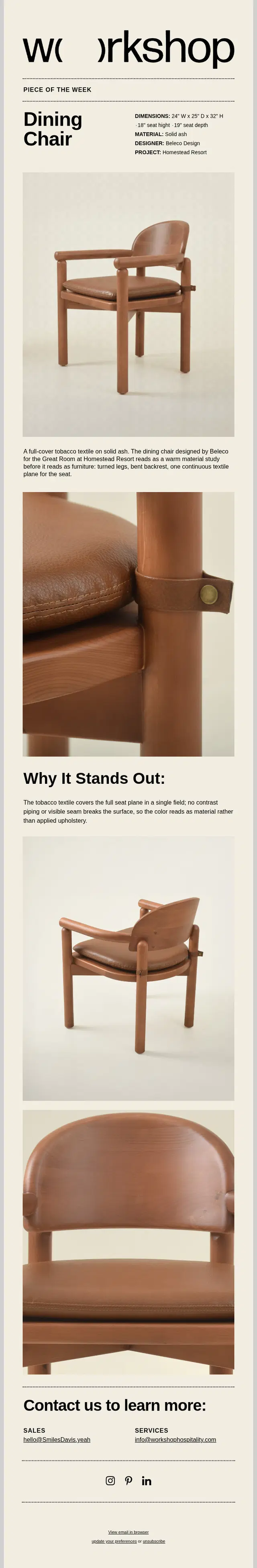Workshop email design, full length