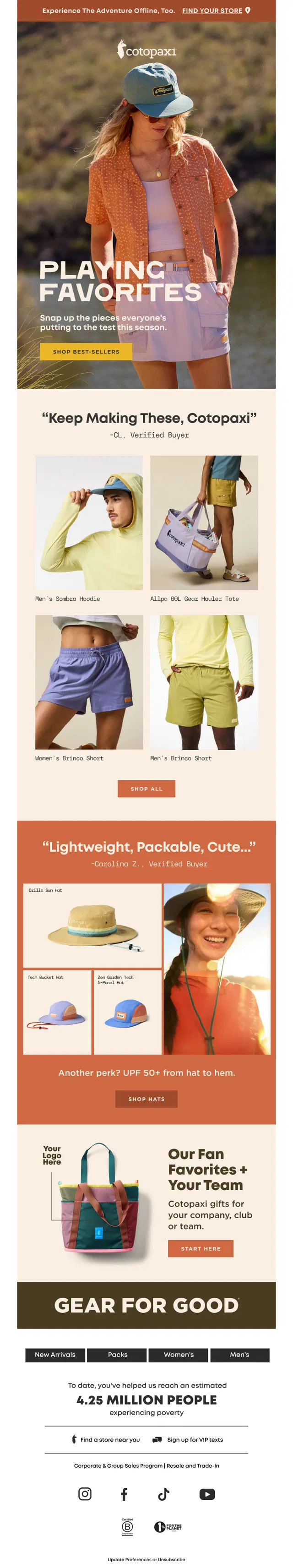 Cotopaxi email design, full length
